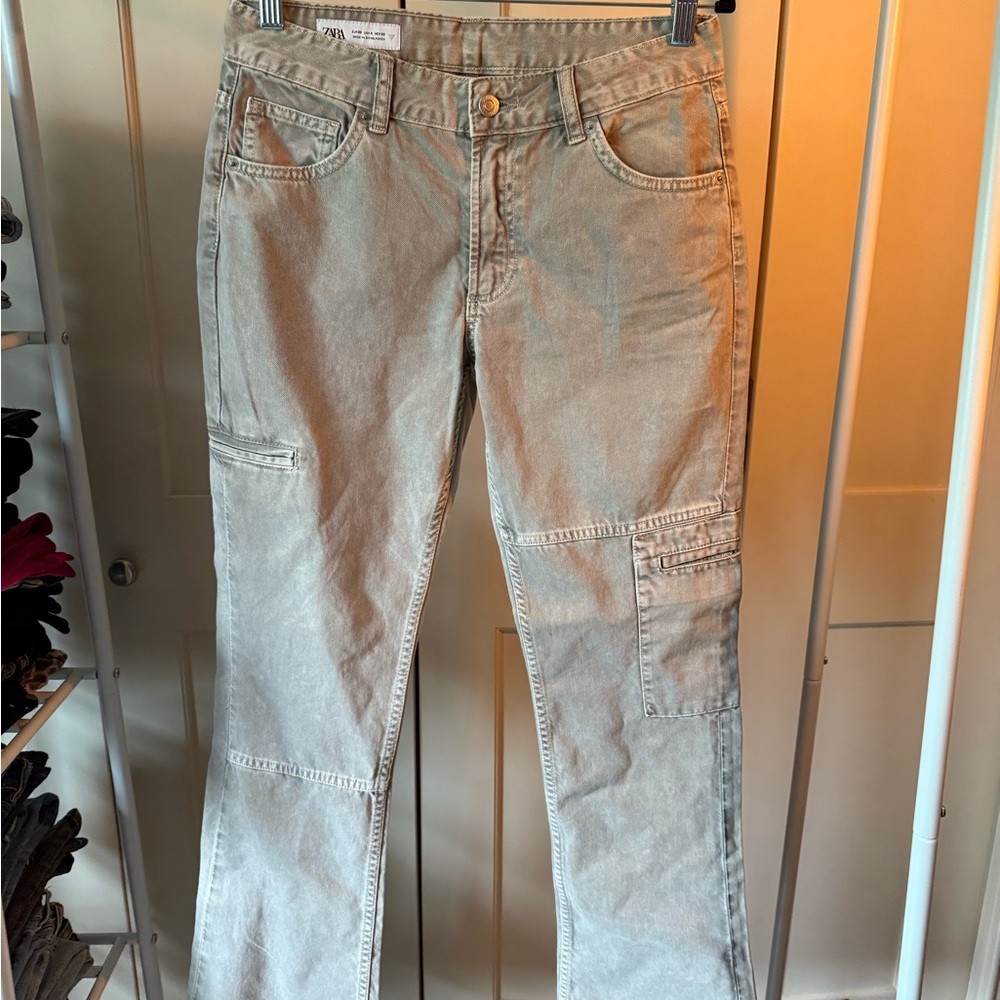 Zara Light Gray Cargo Pants